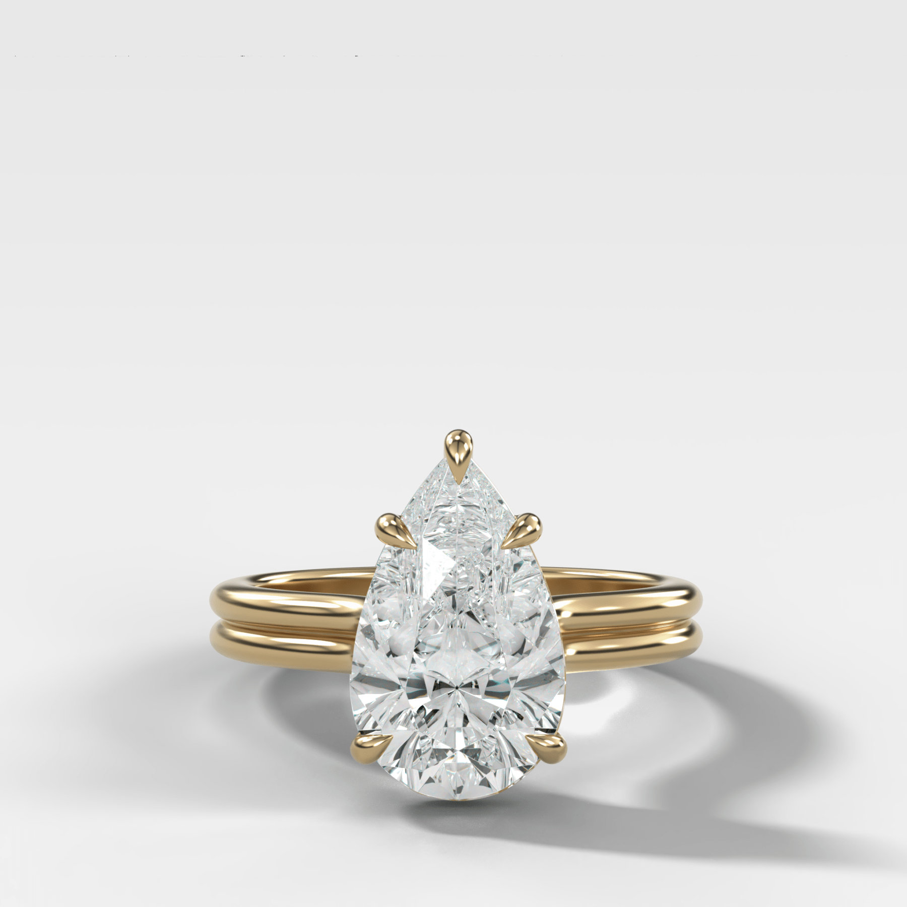 Double Row Solitaire Engagement Ring With Pear Cut Diamond - GOODSTONE
