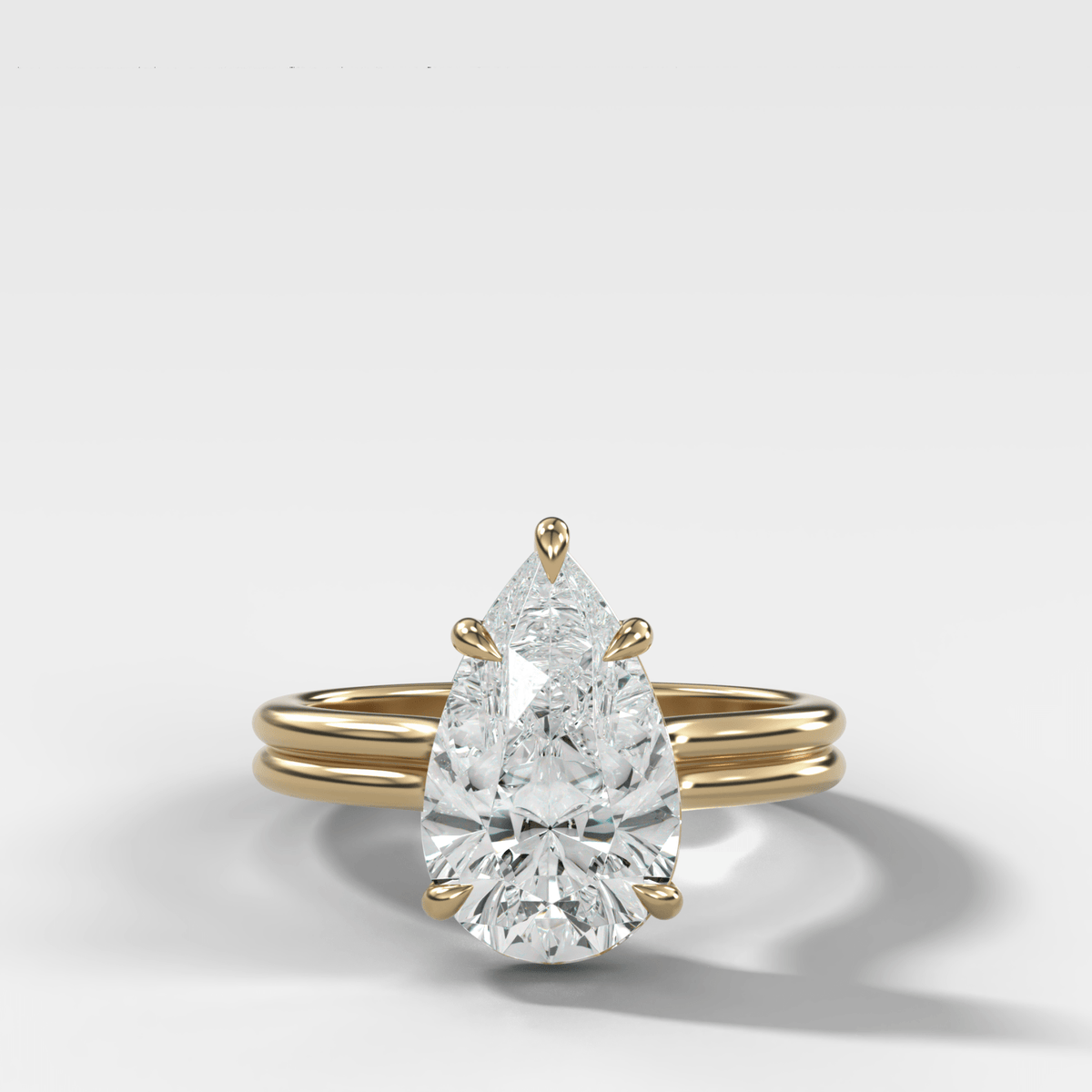 Double Row Solitaire Engagement Ring With Pear Cut Diamond - GOODSTONE