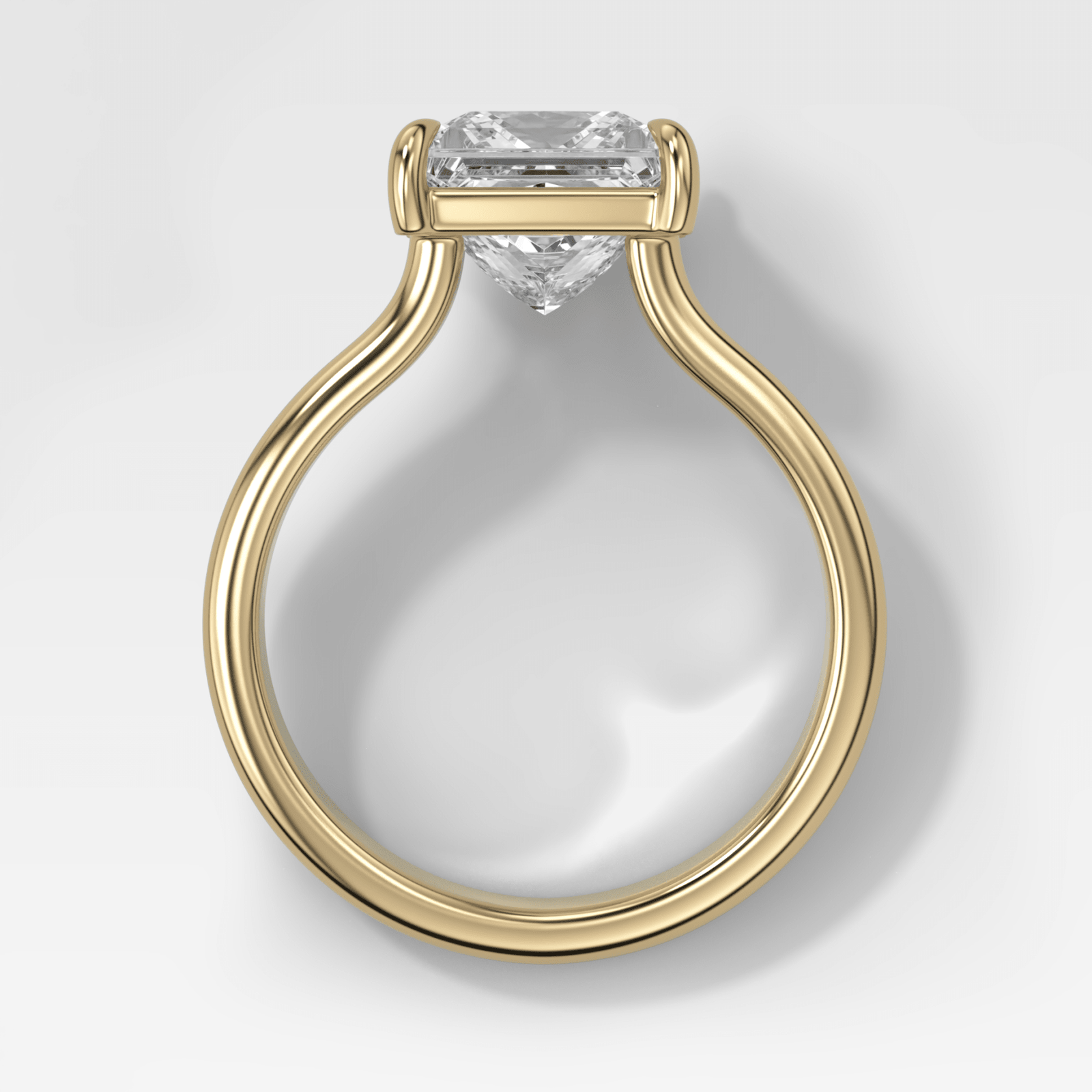 Double Row Solitaire Engagement Ring With Princess Cut Diamond - GOODSTONE