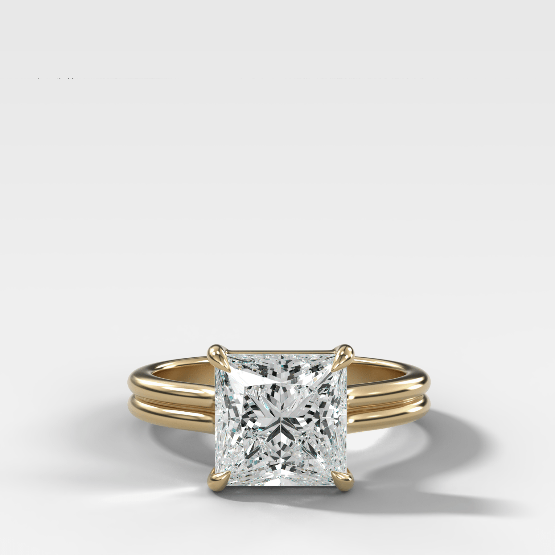 Double Row Solitaire Engagement Ring With Princess Cut Diamond - GOODSTONE
