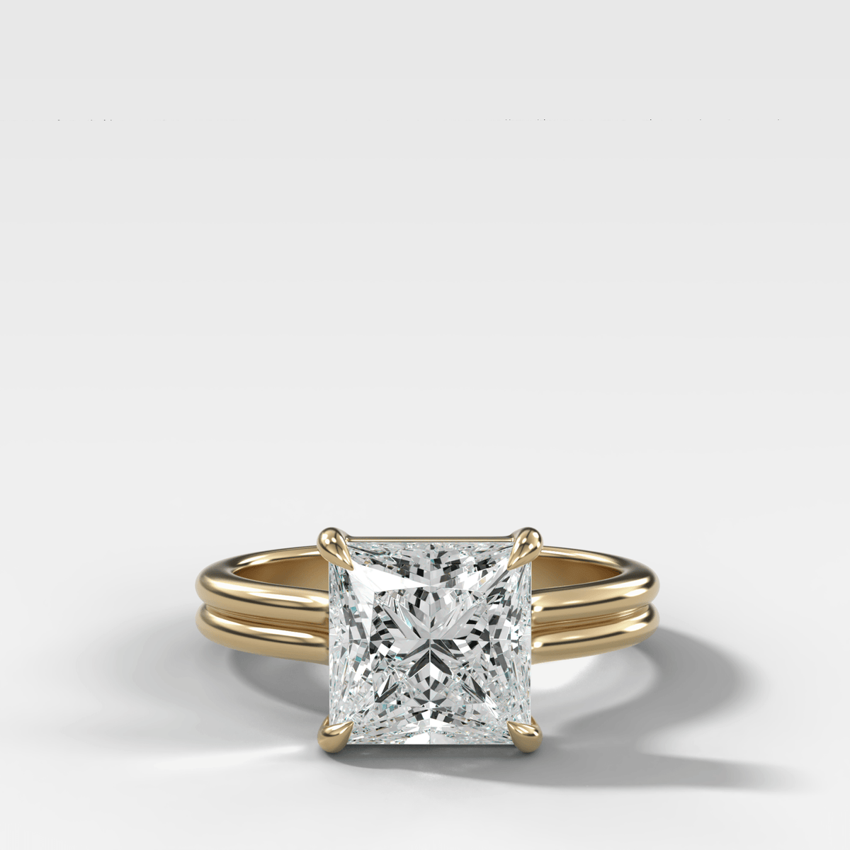 Double Row Solitaire Engagement Ring With Princess Cut Diamond - GOODSTONE