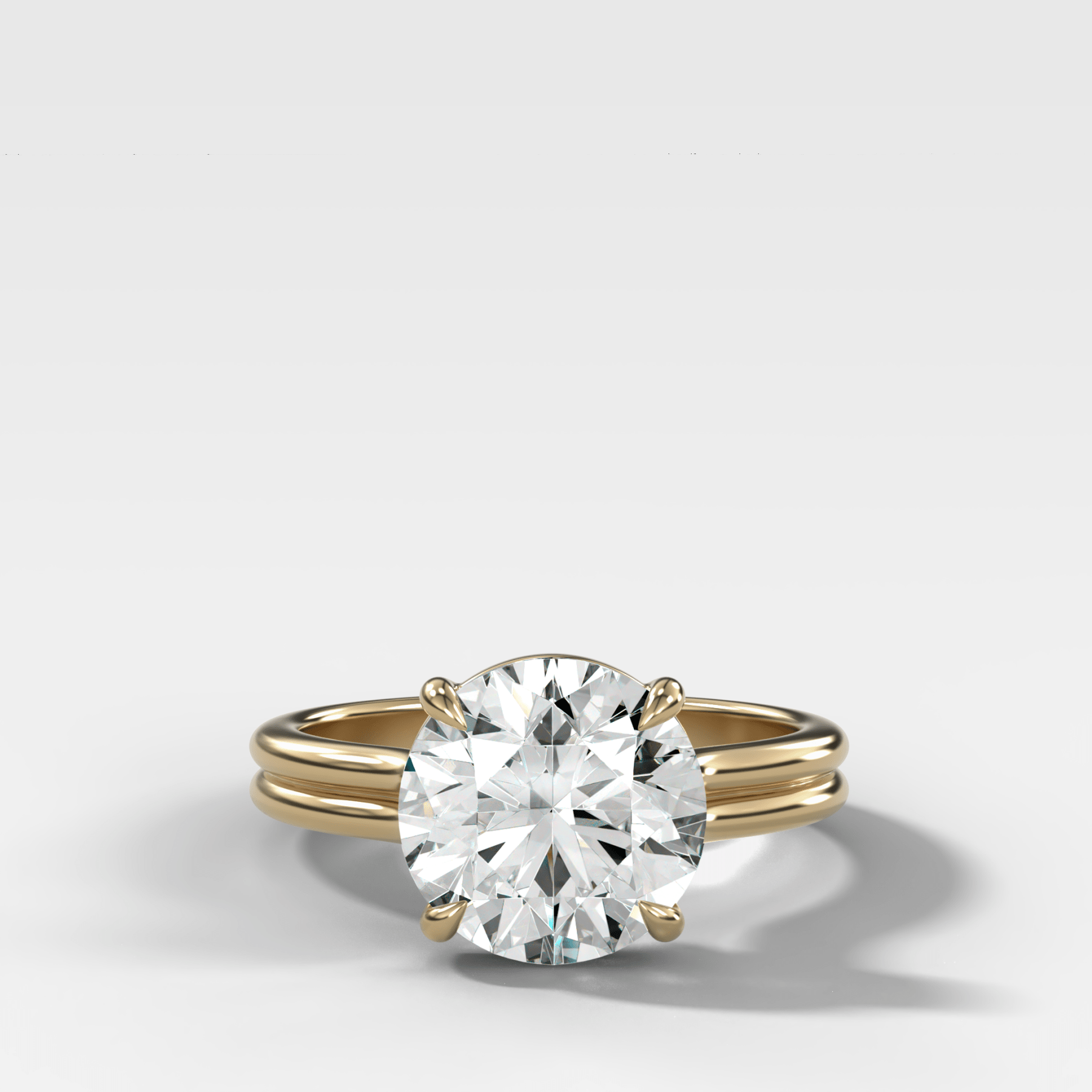 Double Row Solitaire Engagement Ring With Round Cut Diamond - GOODSTONE