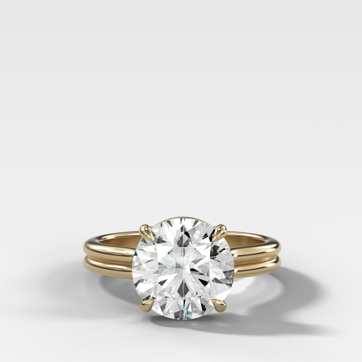 Double Row Solitaire Engagement Ring With Round Cut Diamond - GOODSTONE