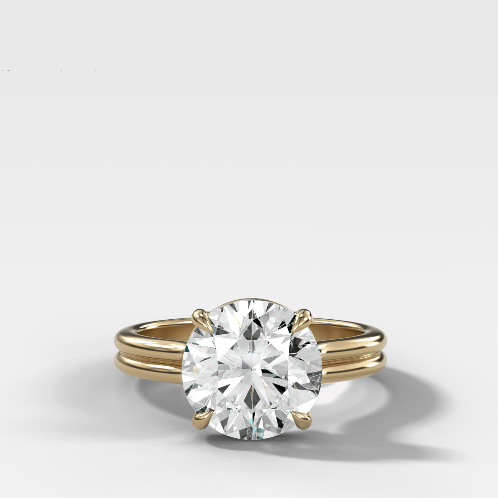 Double Row Solitaire Engagement Ring With Round Cut Diamond - GOODSTONE