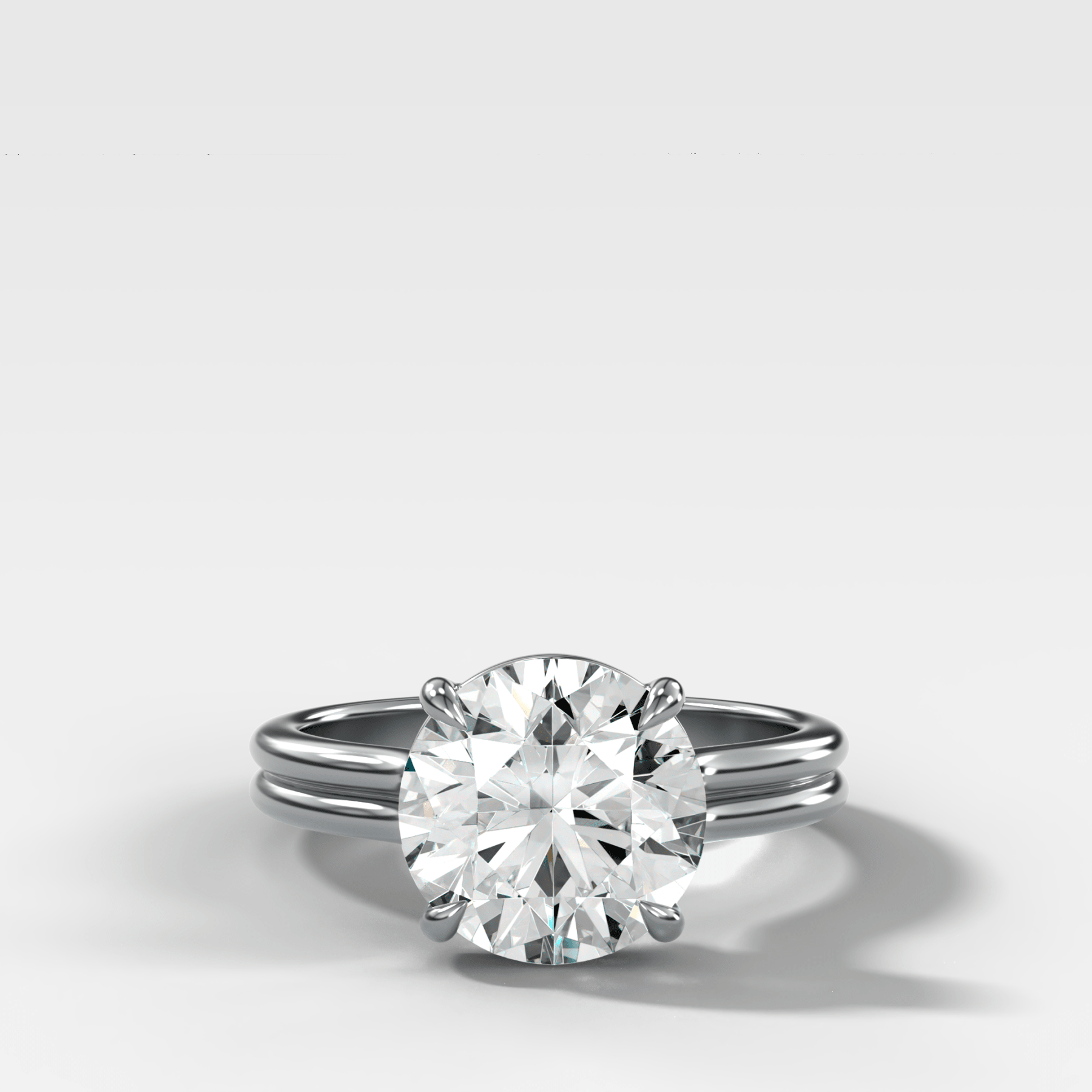 Double Row Solitaire Engagement Ring With Round Cut Diamond - GOODSTONE