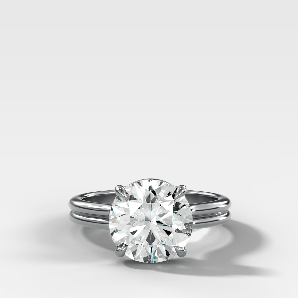 Double Row Solitaire Engagement Ring With Round Cut Diamond - GOODSTONE