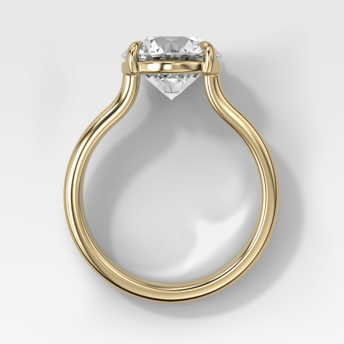 Double Row Solitaire Engagement Ring With Round Cut Diamond - GOODSTONE