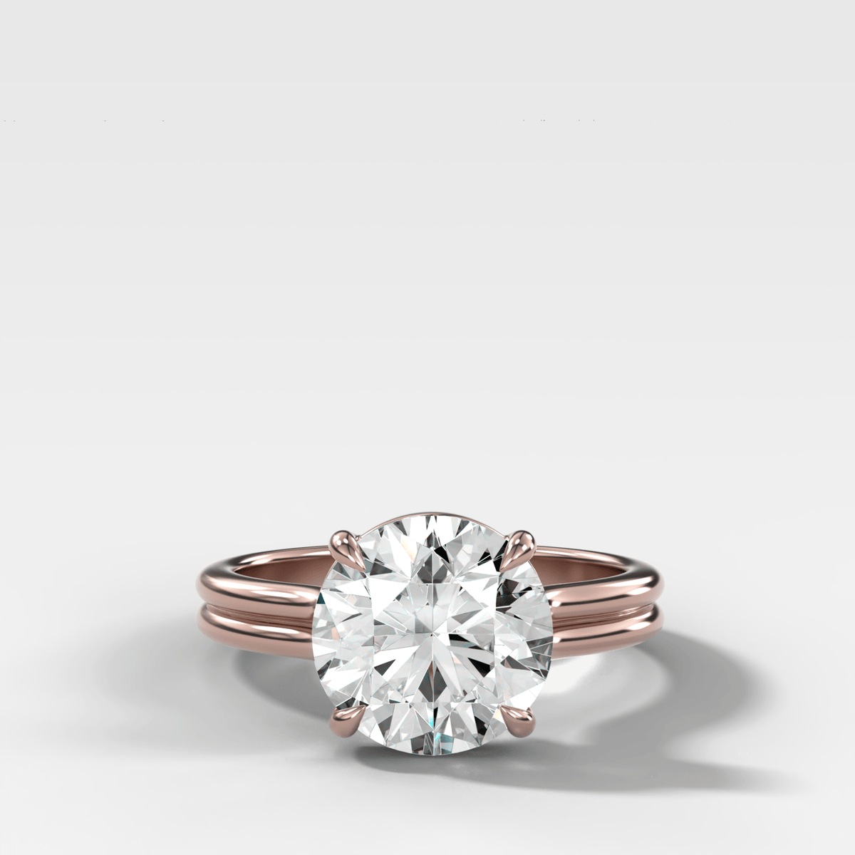 Double Row Solitaire Engagement Ring With Round Cut Diamond - GOODSTONE