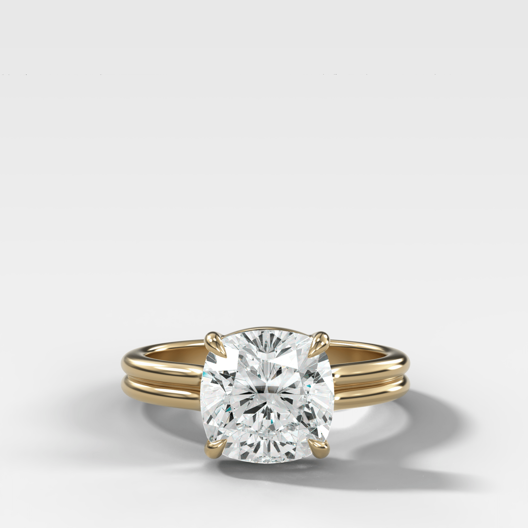 Double Row Solitaire Engagement Ring With Square Cushion Cut Diamond - GOODSTONE