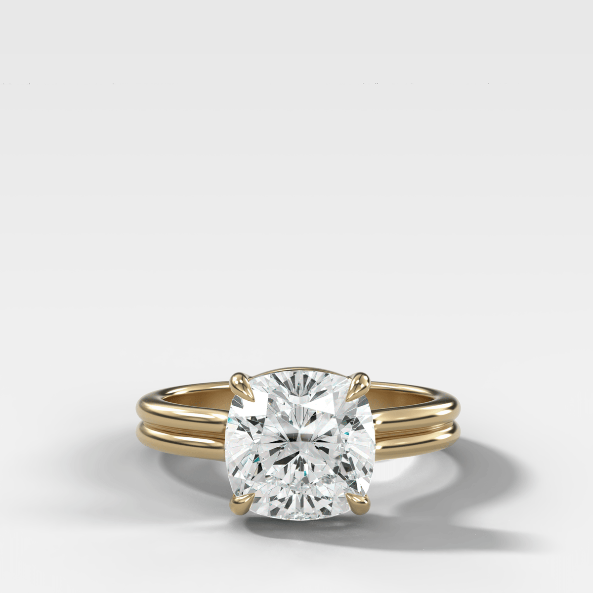Double Row Solitaire Engagement Ring With Square Cushion Cut Diamond - GOODSTONE
