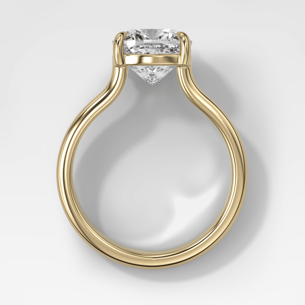 Double Row Solitaire Engagement Ring With Square Cushion Cut Diamond - GOODSTONE