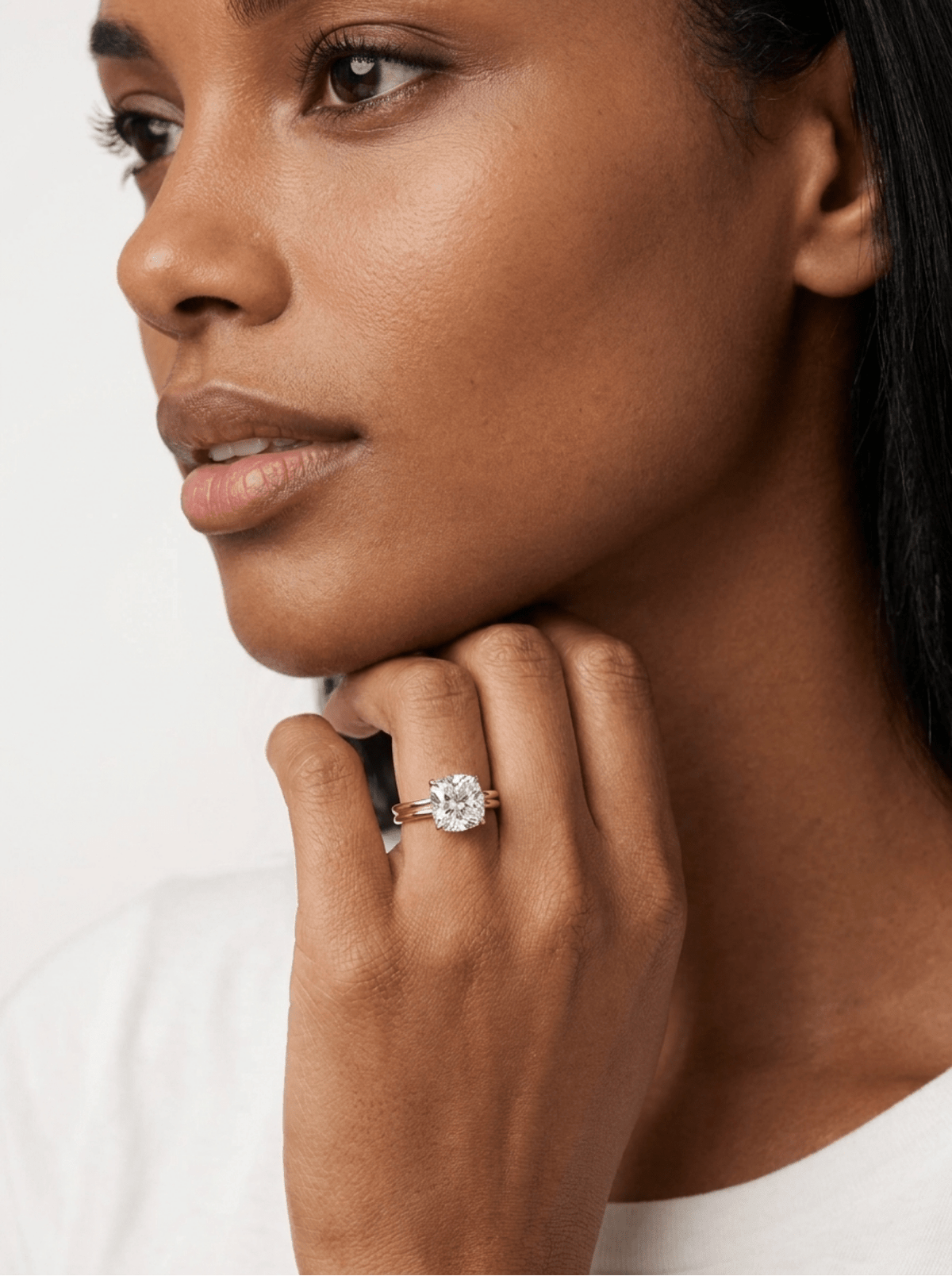 Double Row Solitaire Engagement Ring With Square Cushion Cut Diamond - GOODSTONE – view 6 of 6
