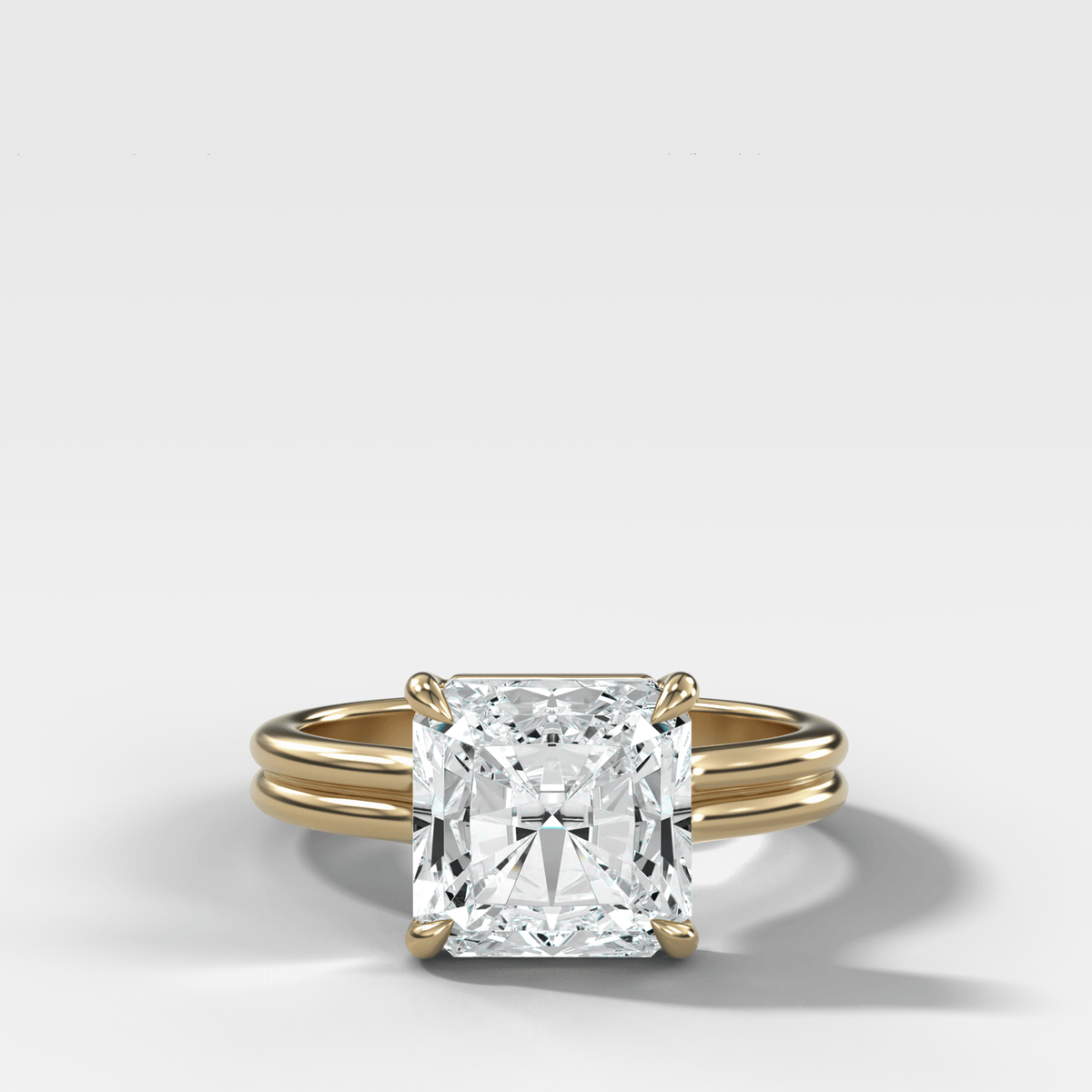 Double Row Solitaire Engagement Ring With Square Radiant Cut Diamond - GOODSTONE