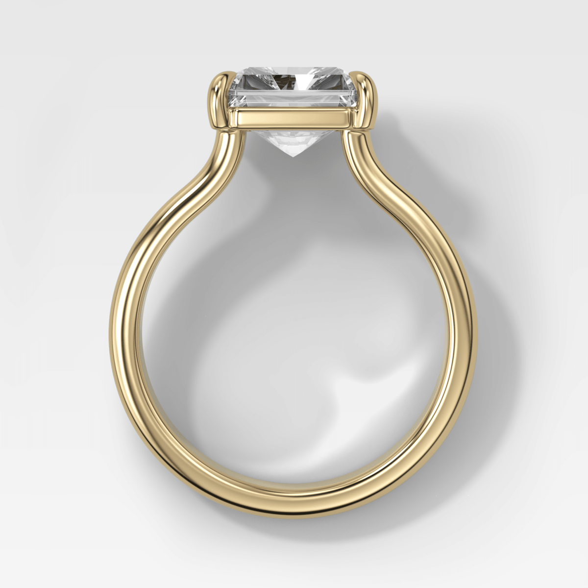 Double Row Solitaire Engagement Ring With Square Radiant Cut Diamond - GOODSTONE