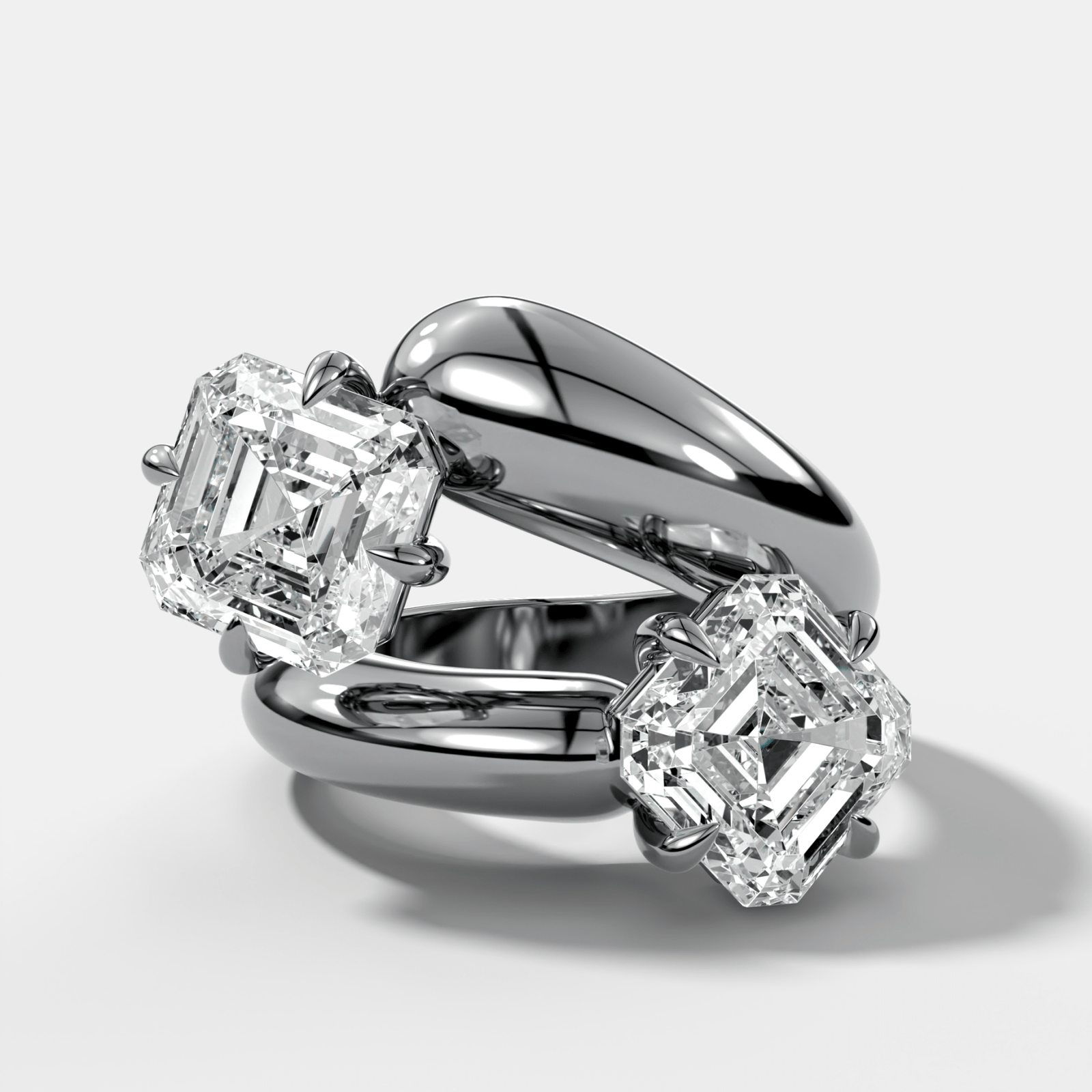 Double Wrap Engagement Ring with Asscher Cut Diamonds 6CTW - GOODSTONE