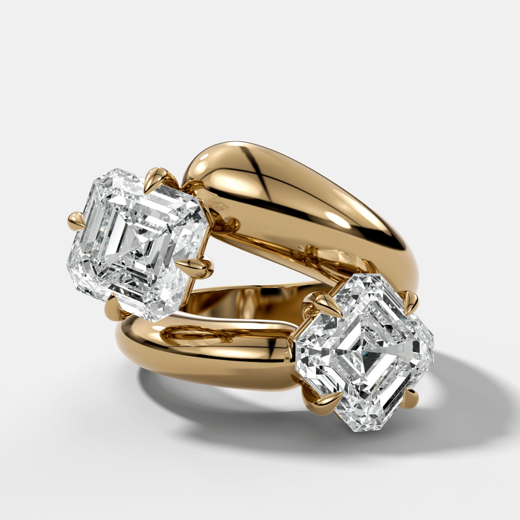 Double Wrap Engagement Ring with Asscher Cut Diamonds 6CTW - GOODSTONE