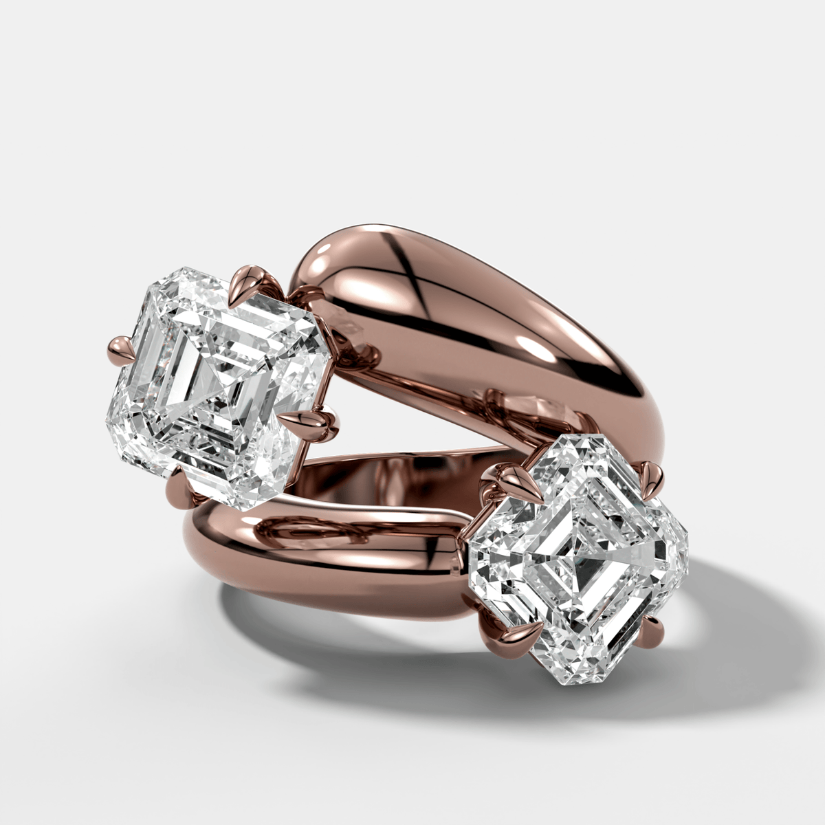 Double Wrap Engagement Ring with Asscher Cut Diamonds 6CTW - GOODSTONE
