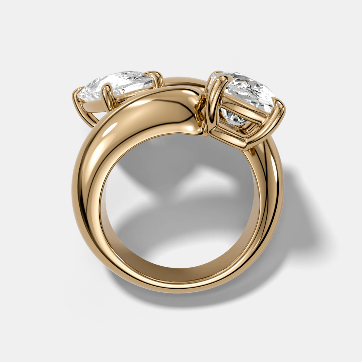 Double Wrap Engagement Ring with Elongated Cushion Cut Diamonds 6CTW - GOODSTONE