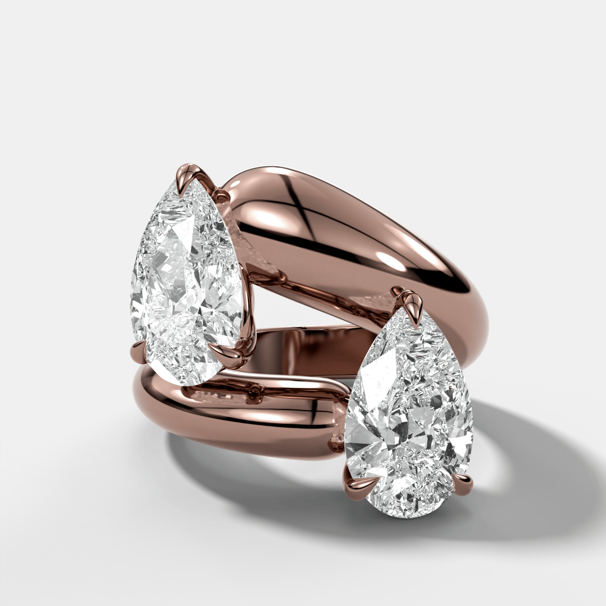 Double Wrap Engagement Ring with Pear Cut Diamonds 6CTW - GOODSTONE