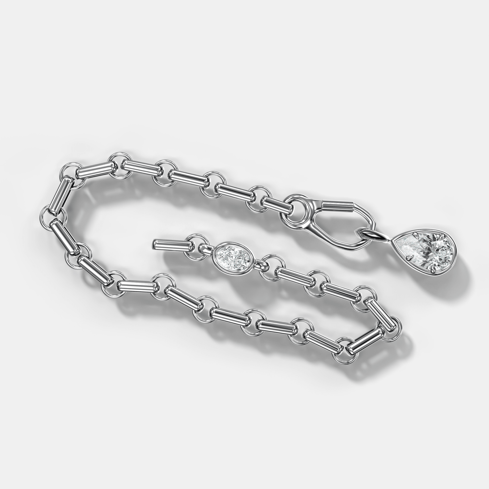 Drop Bracelet with Oval and Pear Cut Diamonds - GOODSTONE