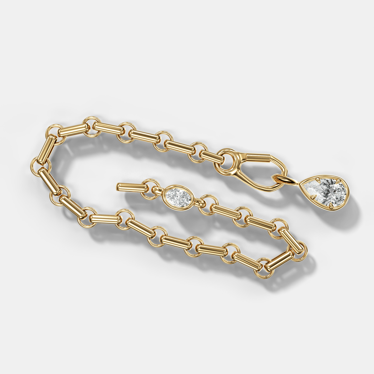 Drop Bracelet with Oval and Pear Cut Diamonds - GOODSTONE