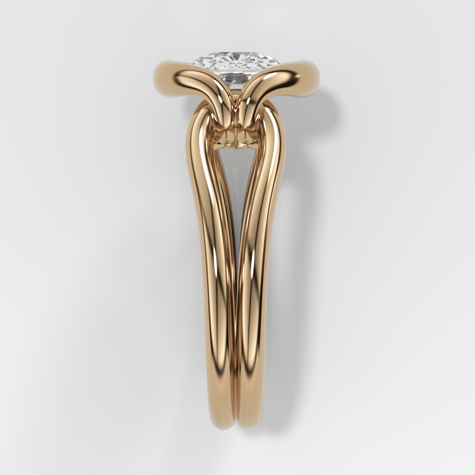 Dual Lasso Engagement Ring with East West Cushion Cut Diamond - GOODSTONE