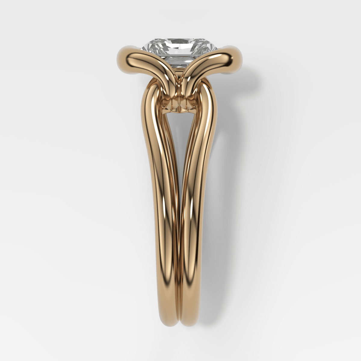 Dual Lasso Engagement Ring with East West Elongated Radiant Cut Diamond - GOODSTONE