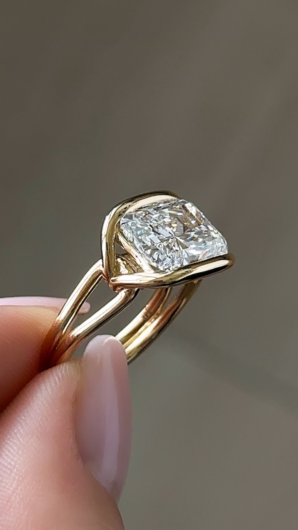 Dual Lasso Engagement Ring with East West Elongated Radiant Cut Diamond - GOODSTONE – view 7 of 7