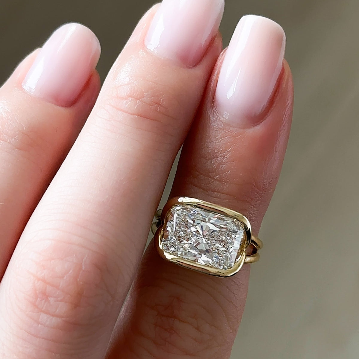 Dual Lasso Engagement Ring with East West Elongated Radiant Cut Diamond - GOODSTONE – view 3 of 7