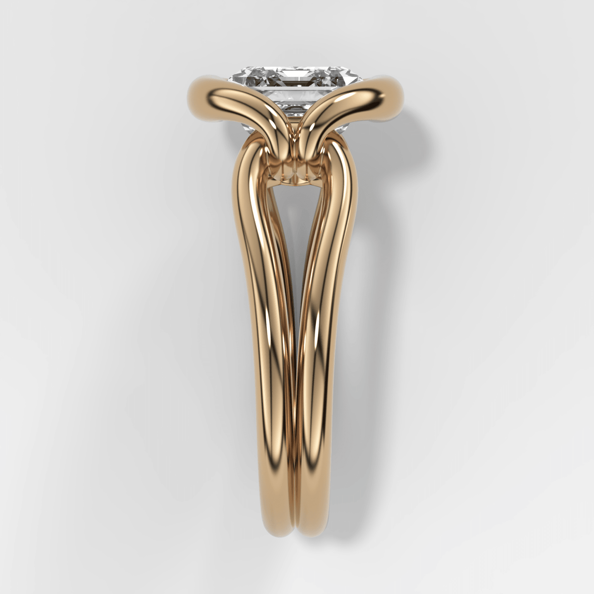 Dual Lasso Engagement Ring with East West Emerald Cut Diamond - GOODSTONE