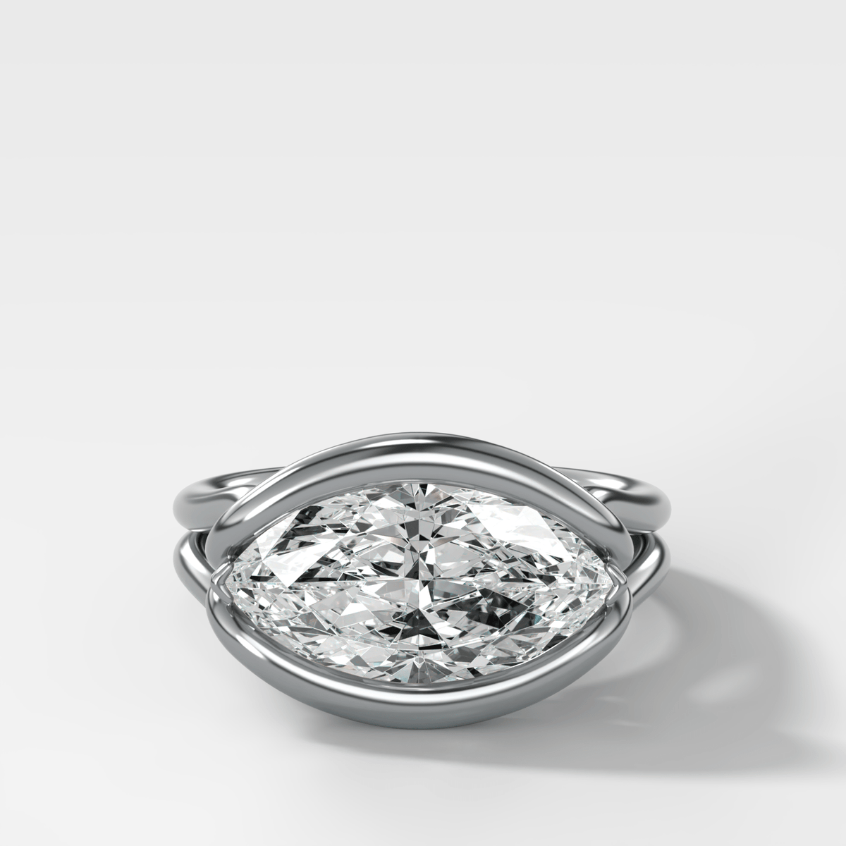 Dual Lasso Engagement Ring with East West Marquise Cut Diamond - GOODSTONE