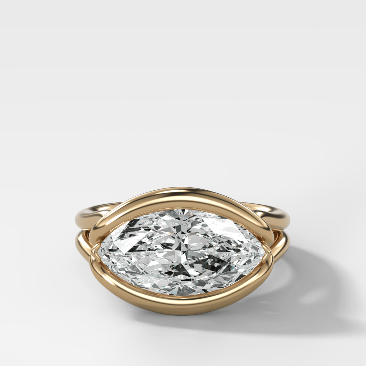 Dual Lasso Engagement Ring with East West Marquise Cut Diamond - GOODSTONE