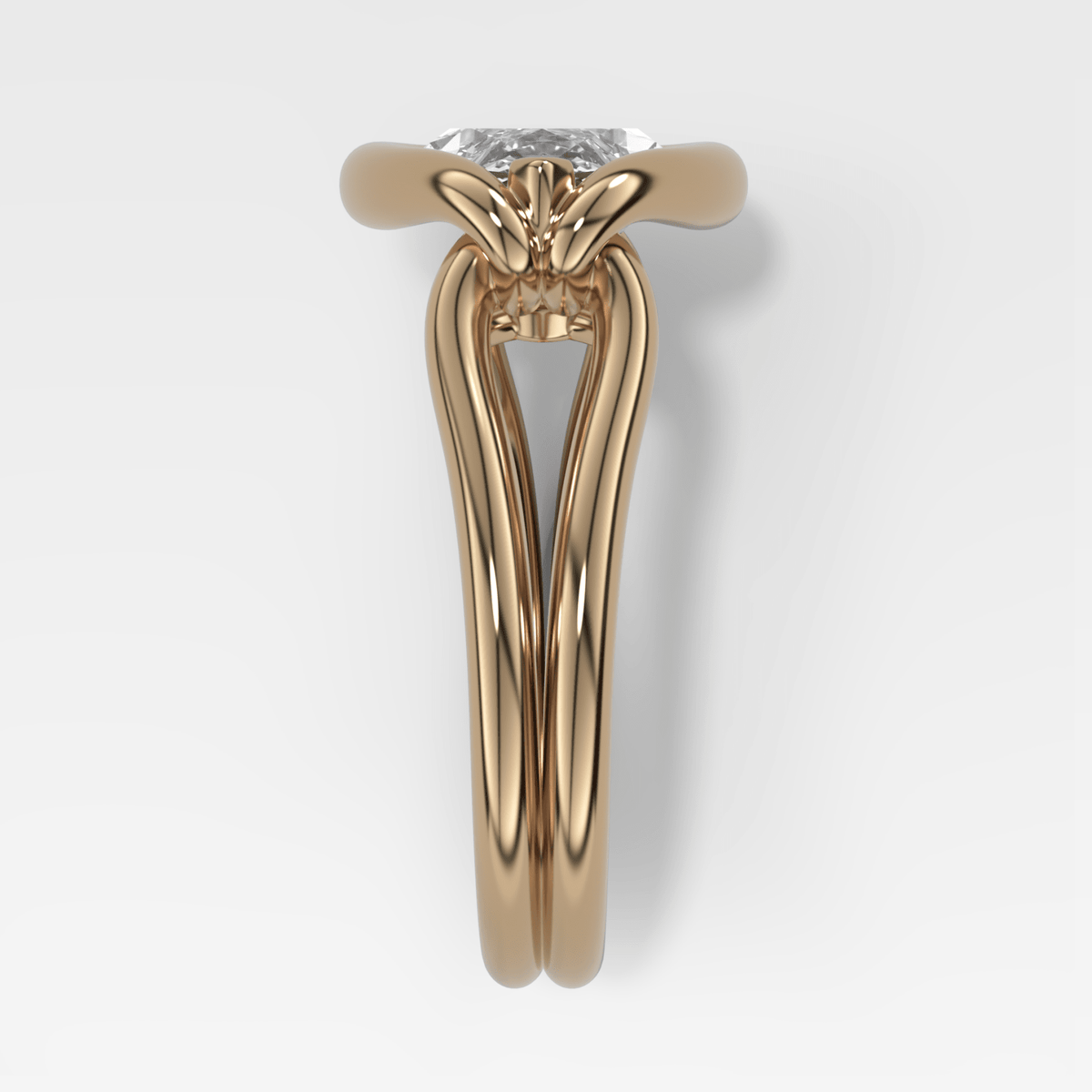 Dual Lasso Engagement Ring with East West Marquise Cut Diamond - GOODSTONE