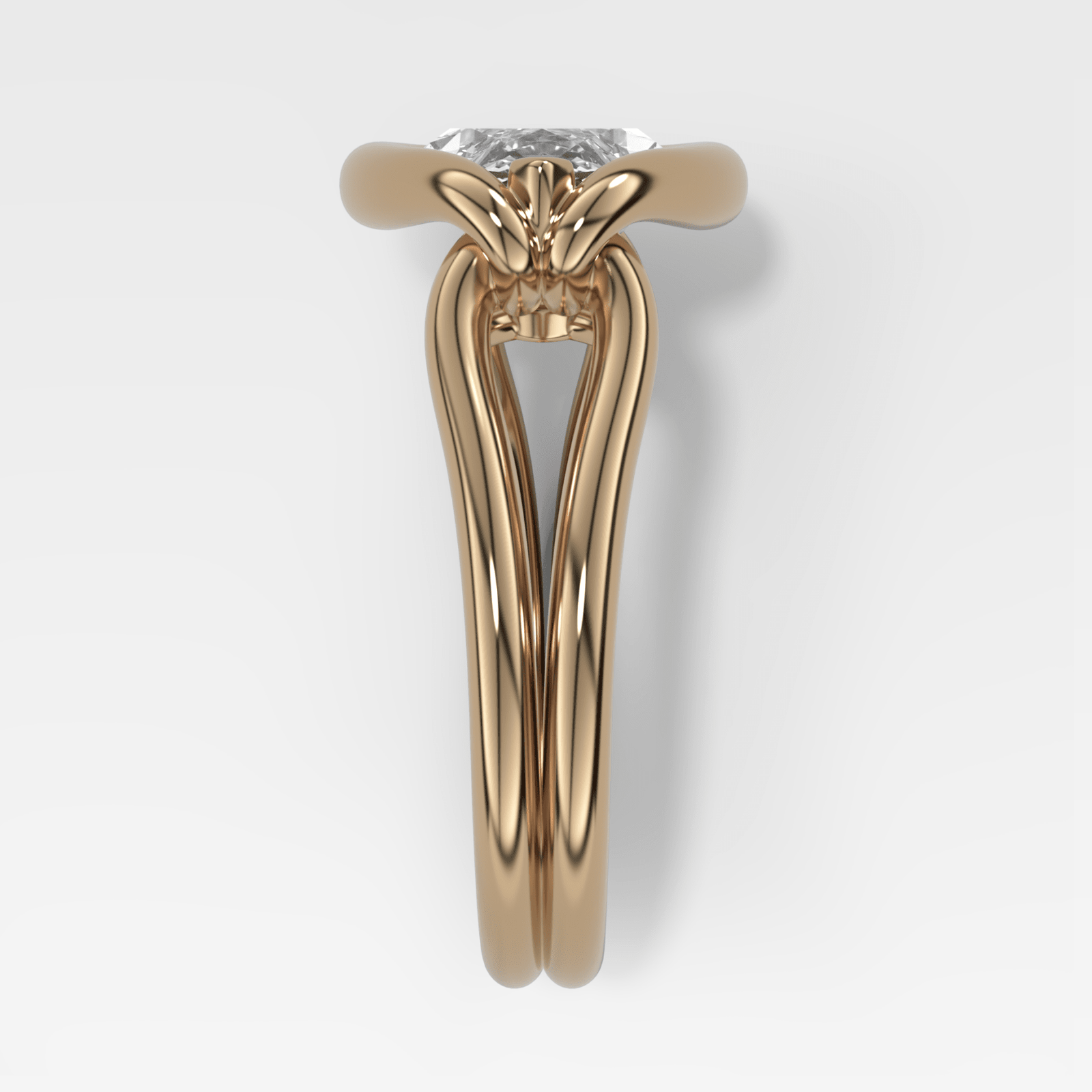 Dual Lasso Engagement Ring with East West Marquise Cut Diamond - GOODSTONE