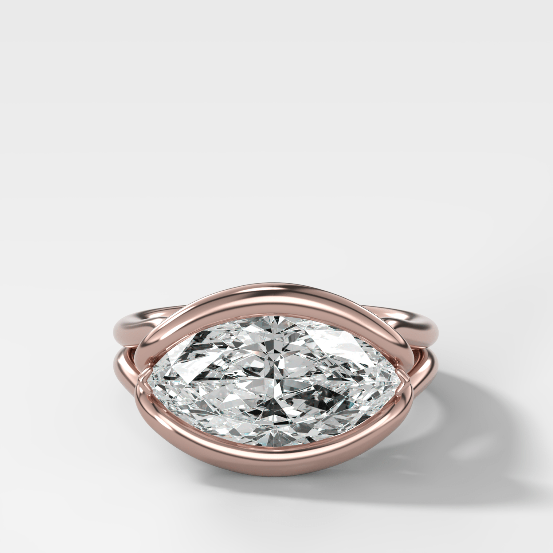Dual Lasso Engagement Ring with East West Marquise Cut Diamond - GOODSTONE