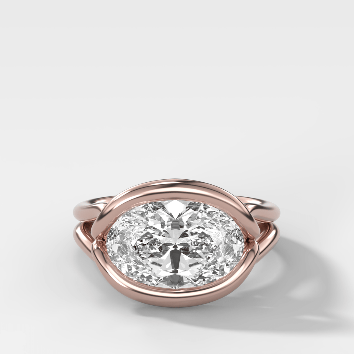 Dual Lasso Engagement Ring with East West Oval Cut Diamond - GOODSTONE