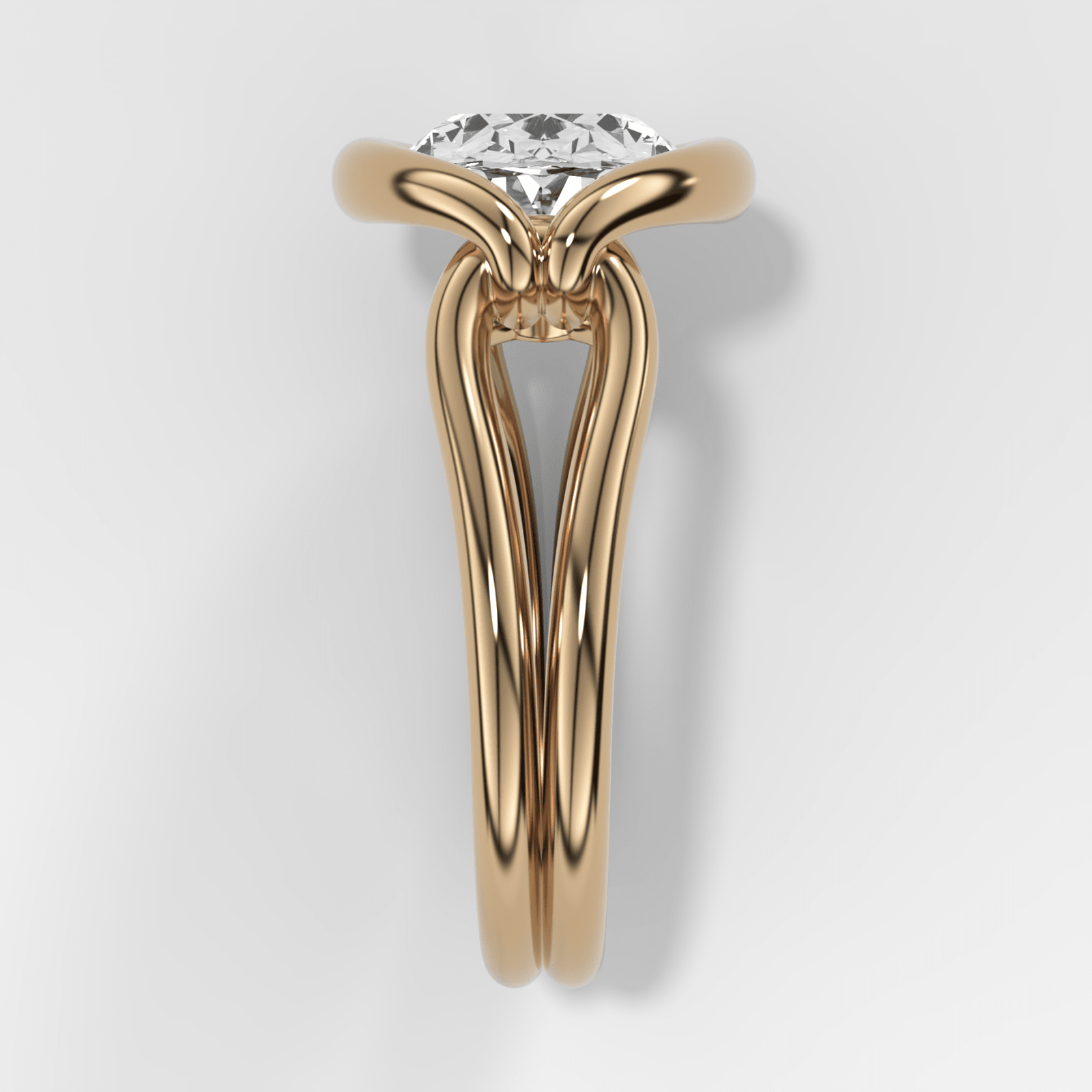 Dual Lasso Engagement Ring with East West Oval Cut Diamond - GOODSTONE