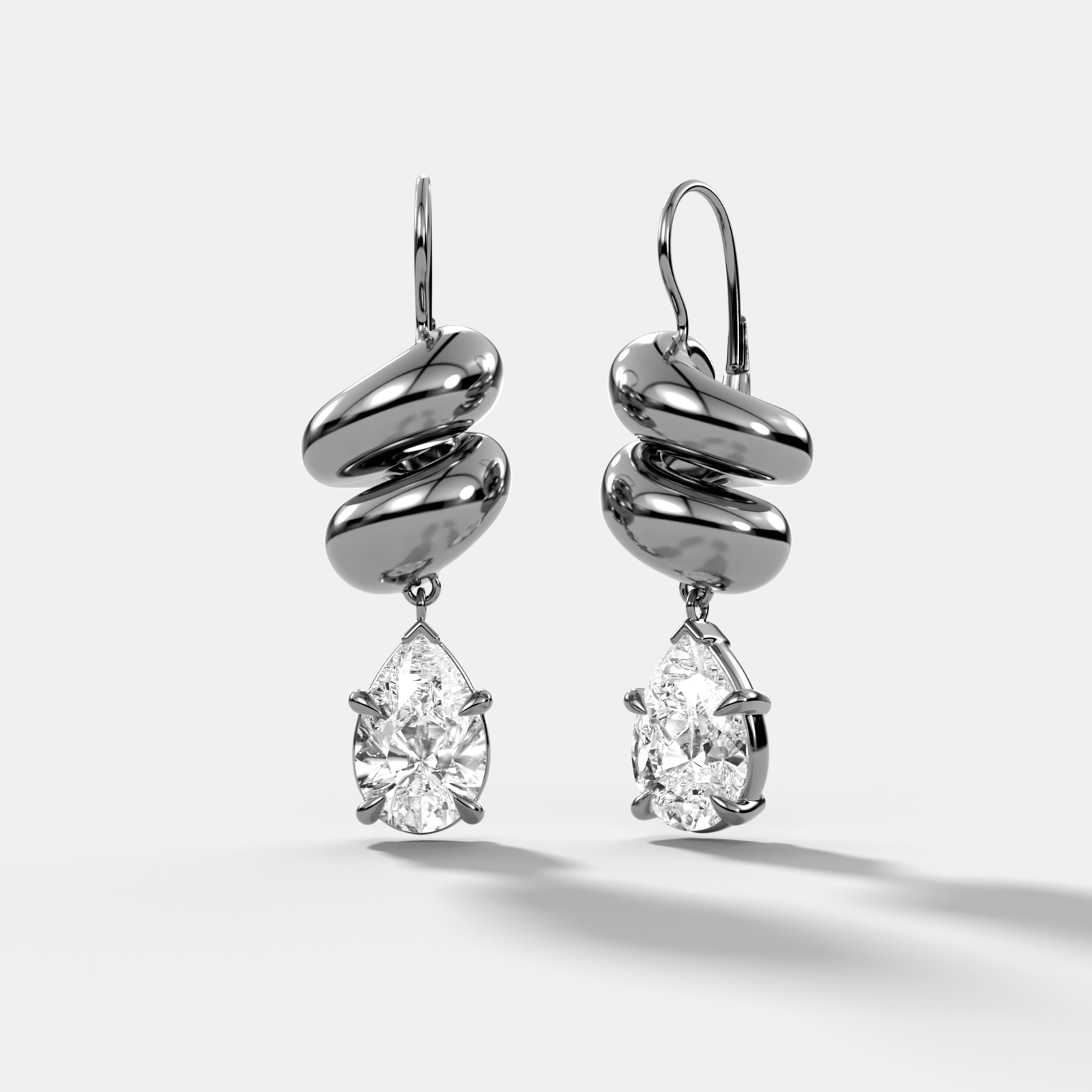 Dual Wrap Drop Earrings with Pear Cut Diamonds - GOODSTONE