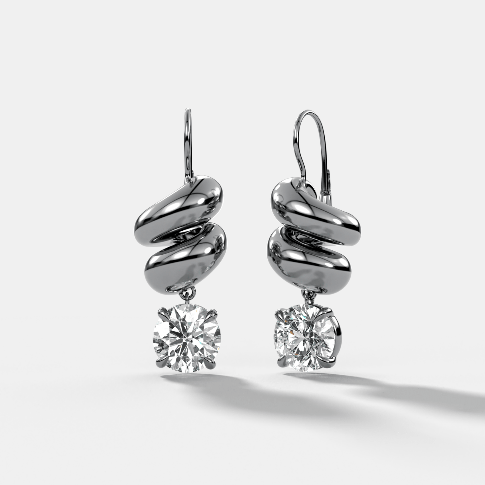 Dual Wrap Drop Earrings with Round Cut Diamonds - GOODSTONE