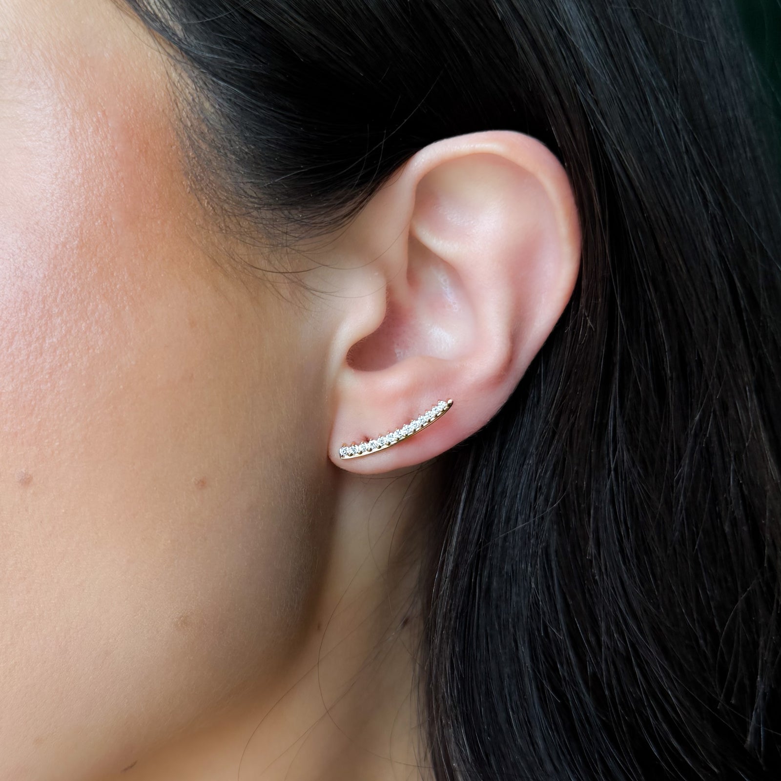 Diamond Ear Climbers in Yellow Gold by Good Stone