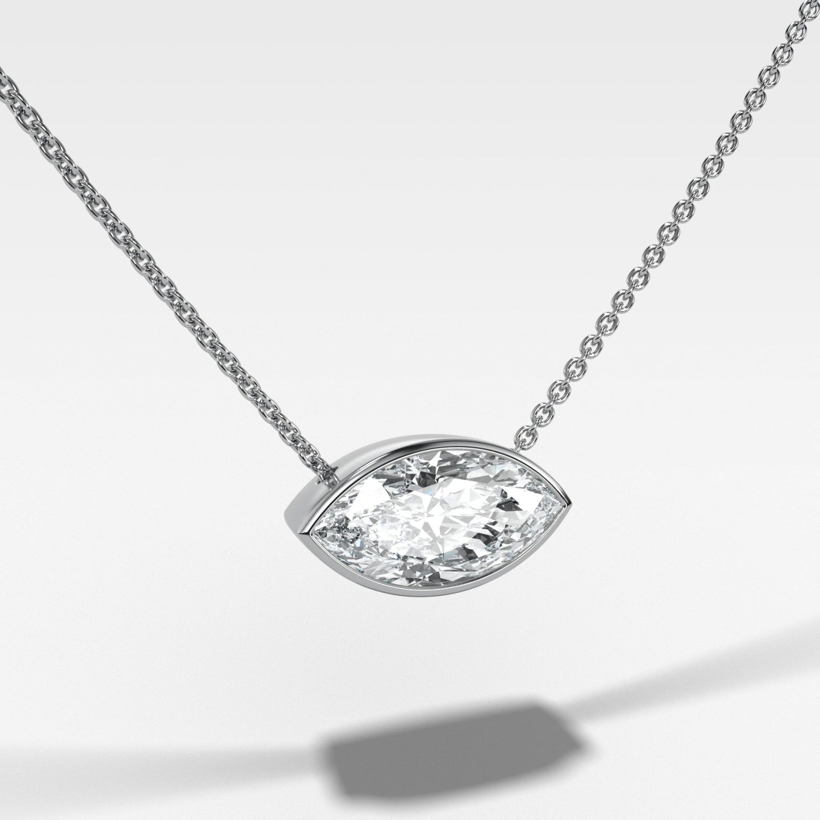 East West Bezel Pendant Necklace with Marquise Cut Diamond - GOODSTONE