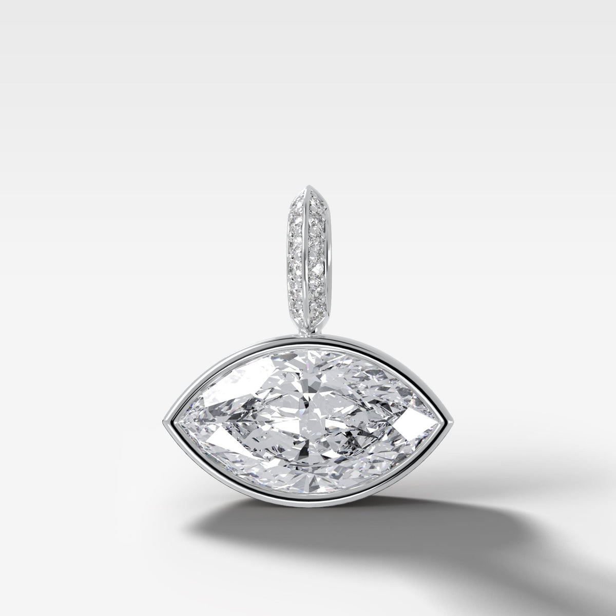 East West Bezel Set Marquise Attachable Diamond Pendant with Pavé Knife Edge Bail - GOODSTONE