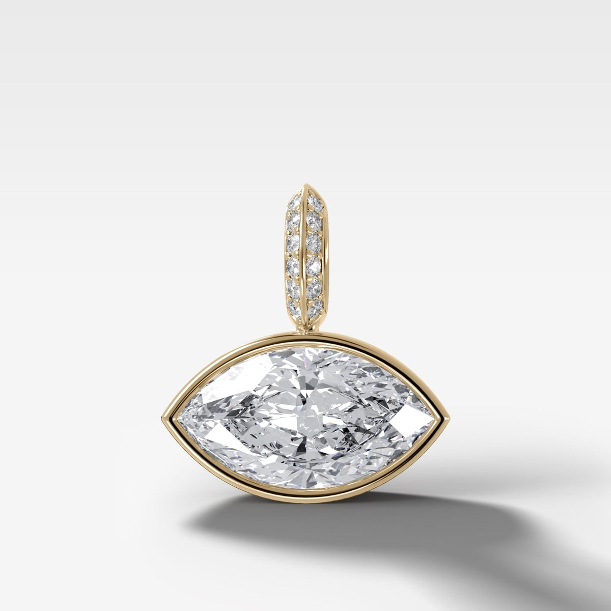 East West Bezel Set Marquise Attachable Diamond Pendant with Pavé Knife Edge Bail - GOODSTONE