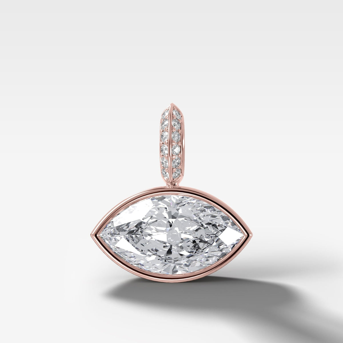 East West Bezel Set Marquise Attachable Diamond Pendant with Pavé Knife Edge Bail - GOODSTONE
