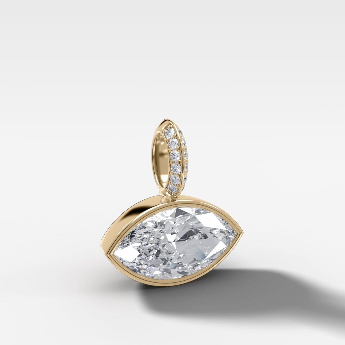 East West Bezel Set Marquise Attachable Diamond Pendant with Pavé Knife Edge Bail - GOODSTONE