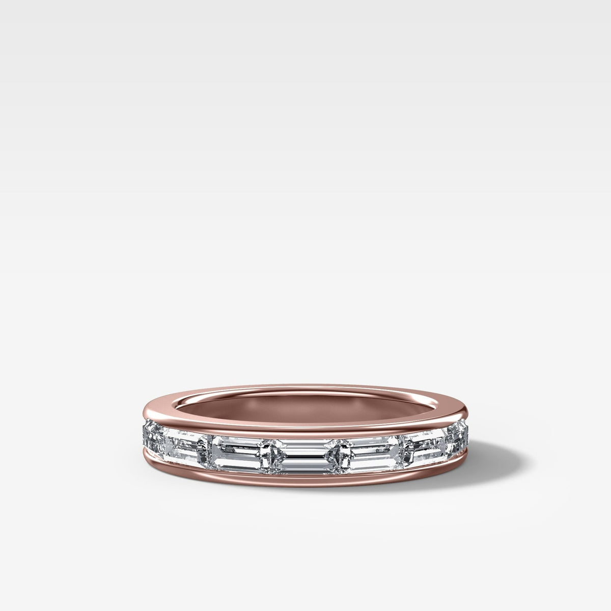 East West Channel Set Baguette Wedding Band - GOODSTONE