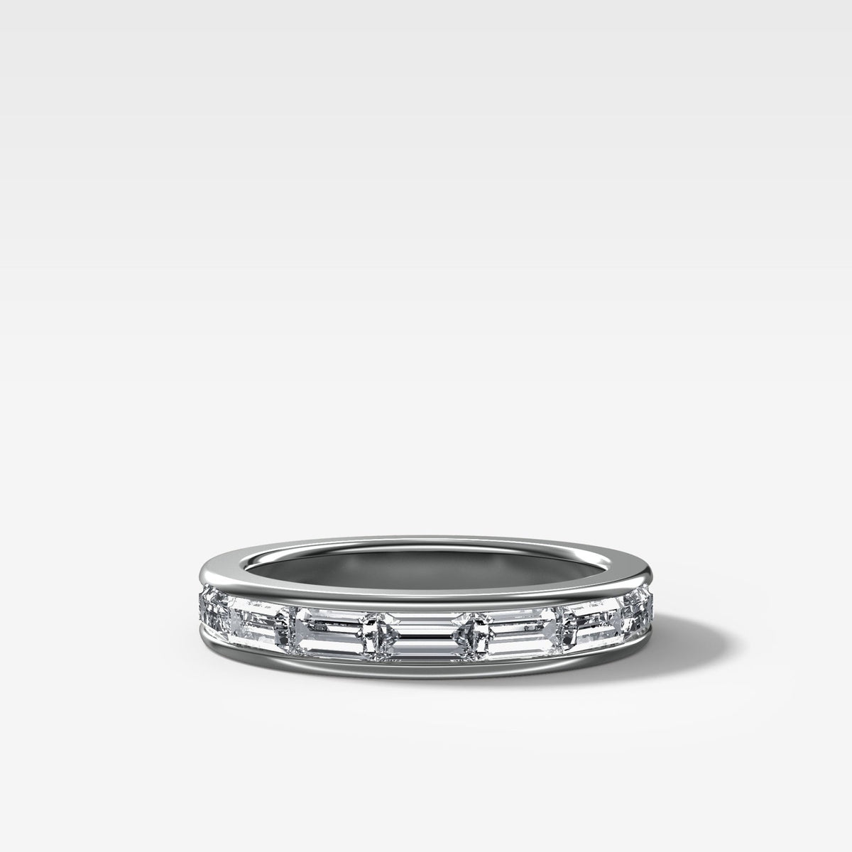 East West Channel Set Baguette Wedding Band - GOODSTONE