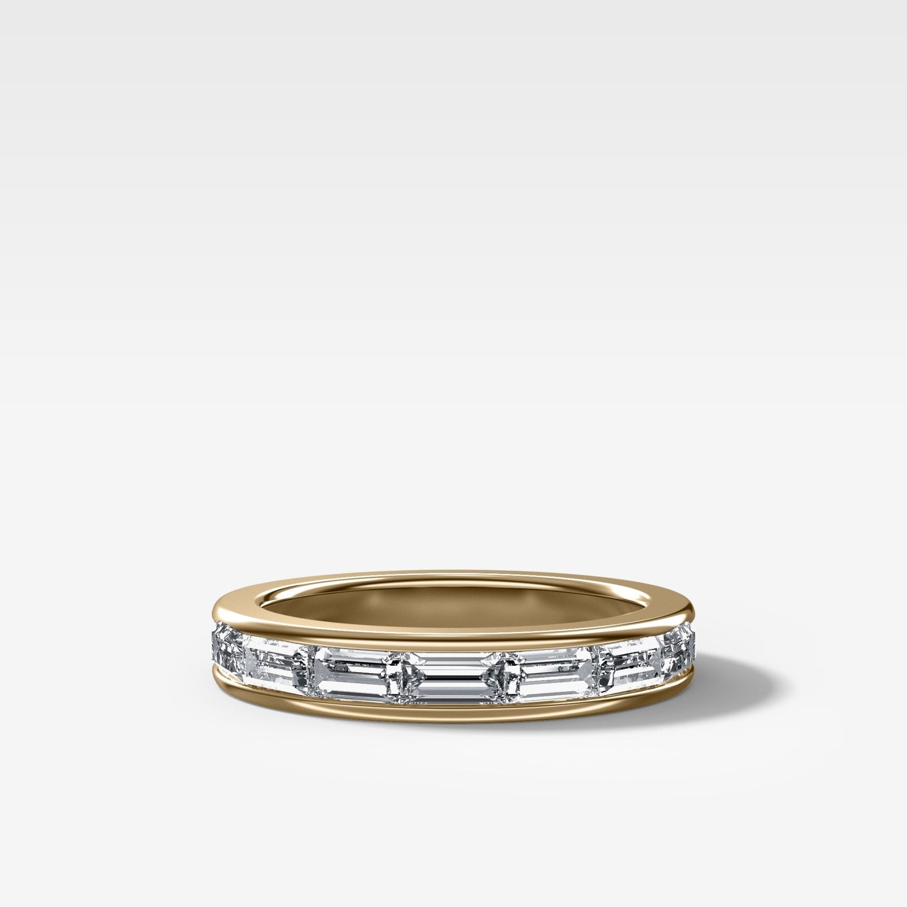 East West Channel Set Baguette Wedding Band - GOODSTONE