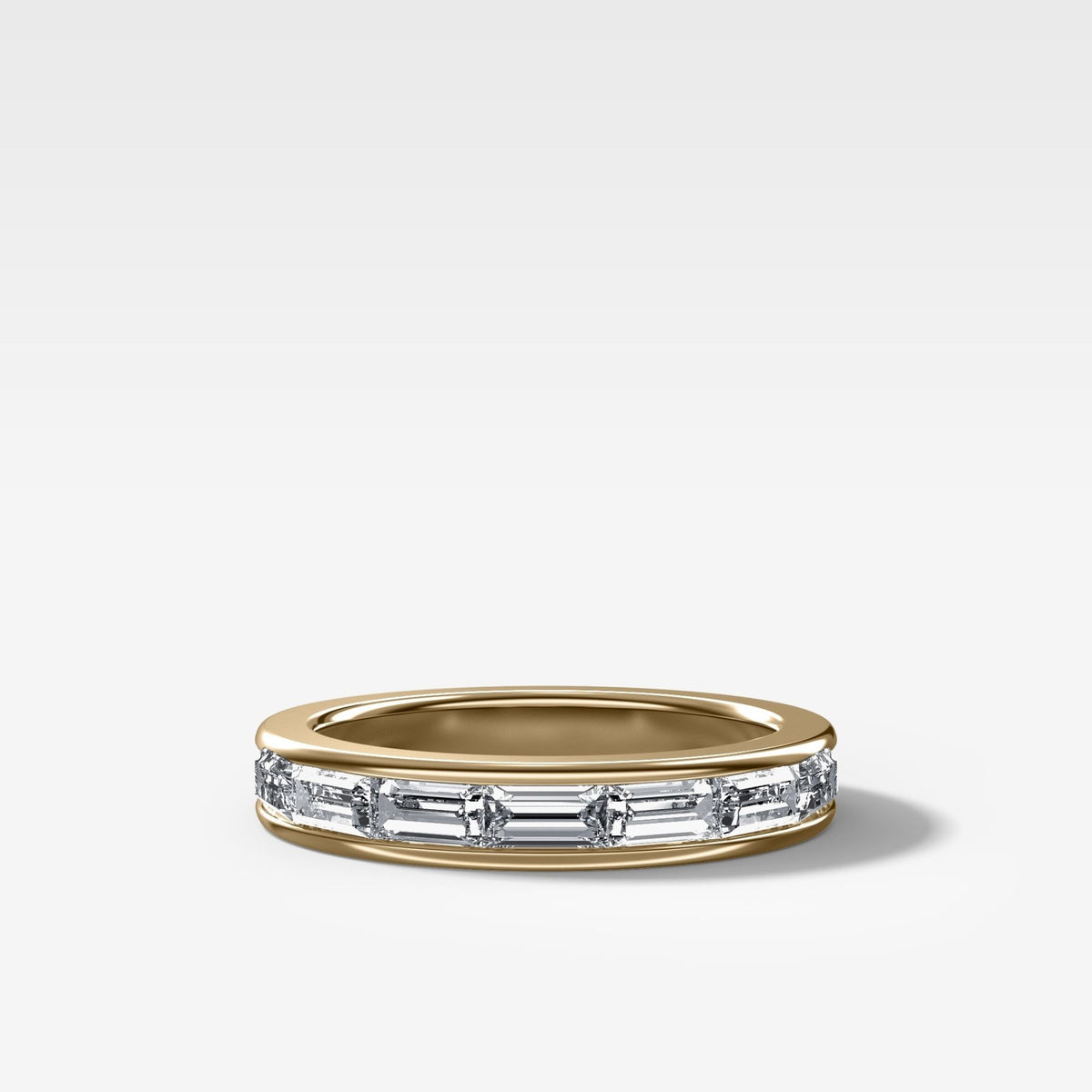 East West Channel Set Baguette Wedding Band - GOODSTONE