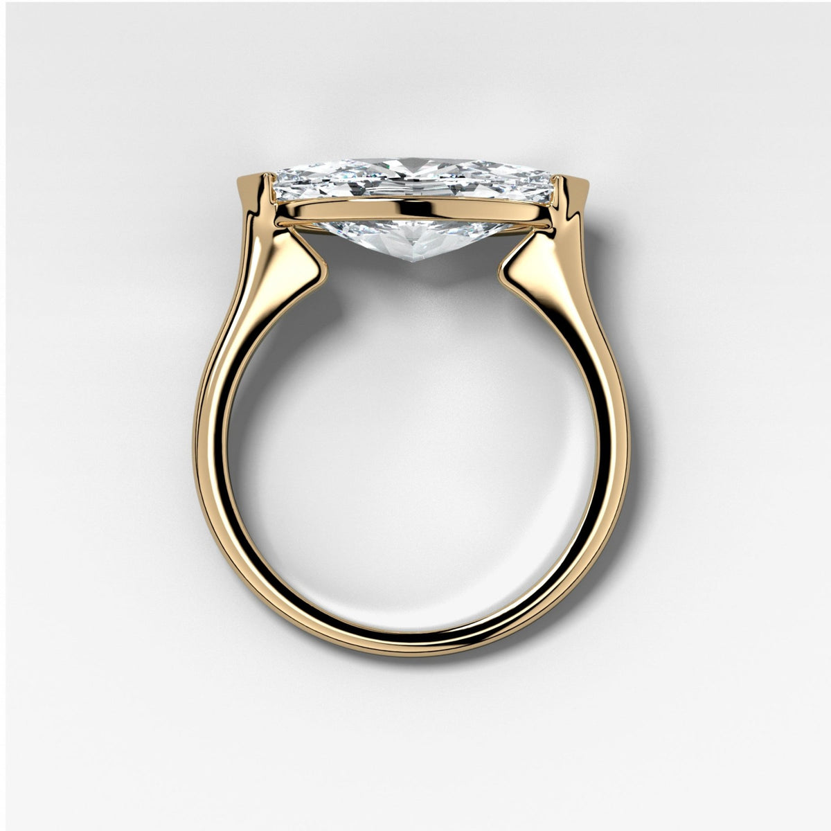 East West Half Bezel Solitaire Engagement Ring with Lab Grown 2.95ct Marquise Cut Diamond - GOODSTONE